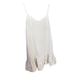 Bellambra White 100% Linen Ruffle Hem Mini Dress Made in Italy Womens Size M